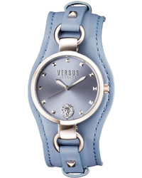Versus By Versace 34mm Roslyn Studded Leather Cuff Watch Blue