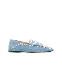 Light Blue Studded Loafers