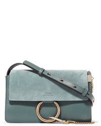 Chloé Faye Small Leather And Suede Shoulder Bag Blue