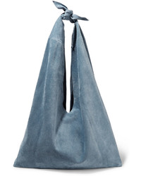 The Row Knot Suede Shoulder Bag Light Blue