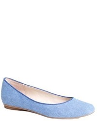 Light Blue Suede Ballerina Shoes