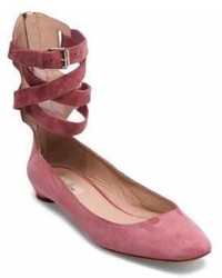 Valentino Suede Ankle Strap Ballerina Flats