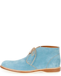 Bally Strauss Suede Lace Up Boot Blue