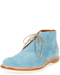 Bally Strauss Suede Lace Up Boot Blue