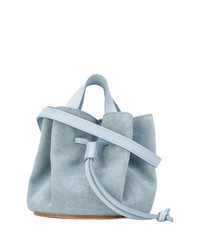 Light Blue Suede Bucket Bag