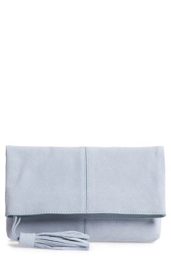 blue suede clutch