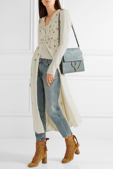 Chloe faye medium leather online & suede shoulder bag