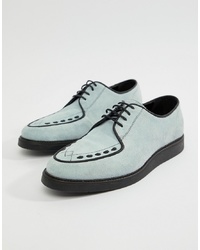 ASOS DESIGN Lace Up Creeper Shoes In Light Blue Suede