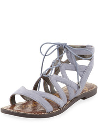 Sam Edelman Gemma Suede Flat Cutout Sandal Dusty Blue