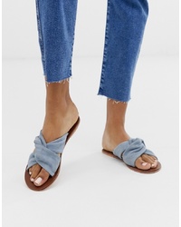 Warehouse Suede Knotted Sandal In Blue