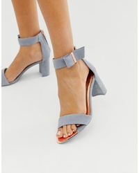 Ted Baker Grey Suede Barely There Block Heeled Sandals