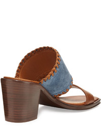 Frye Ashley Suede Leather Mule Sandal Blue