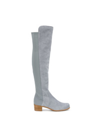 Light Blue Suede Over The Knee Boots