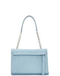 Off-White Blue Medium Soft Velour Binder Clip Bag