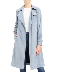 Theory Oaklane Tidle Lambskin Suede Trench Coat