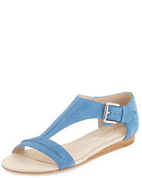 Light Blue Suede Wedge Sandals