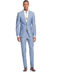 DKNY Blue Chambray Extra Slim Fit Suit