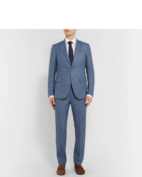 Ermenegildo Zegna Blue Slim Fit Wool Linen And Silk Blend Suit
