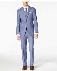 DKNY Light Blue Solid Extra Slim Fit Suit