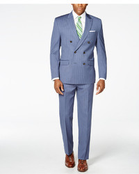 Lauren Ralph Lauren Light Blue Wide Stripe Double Breasted Classic Fit Suit