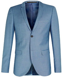 Topman Light Blue Textured Skinny Fit Suit Jacket
