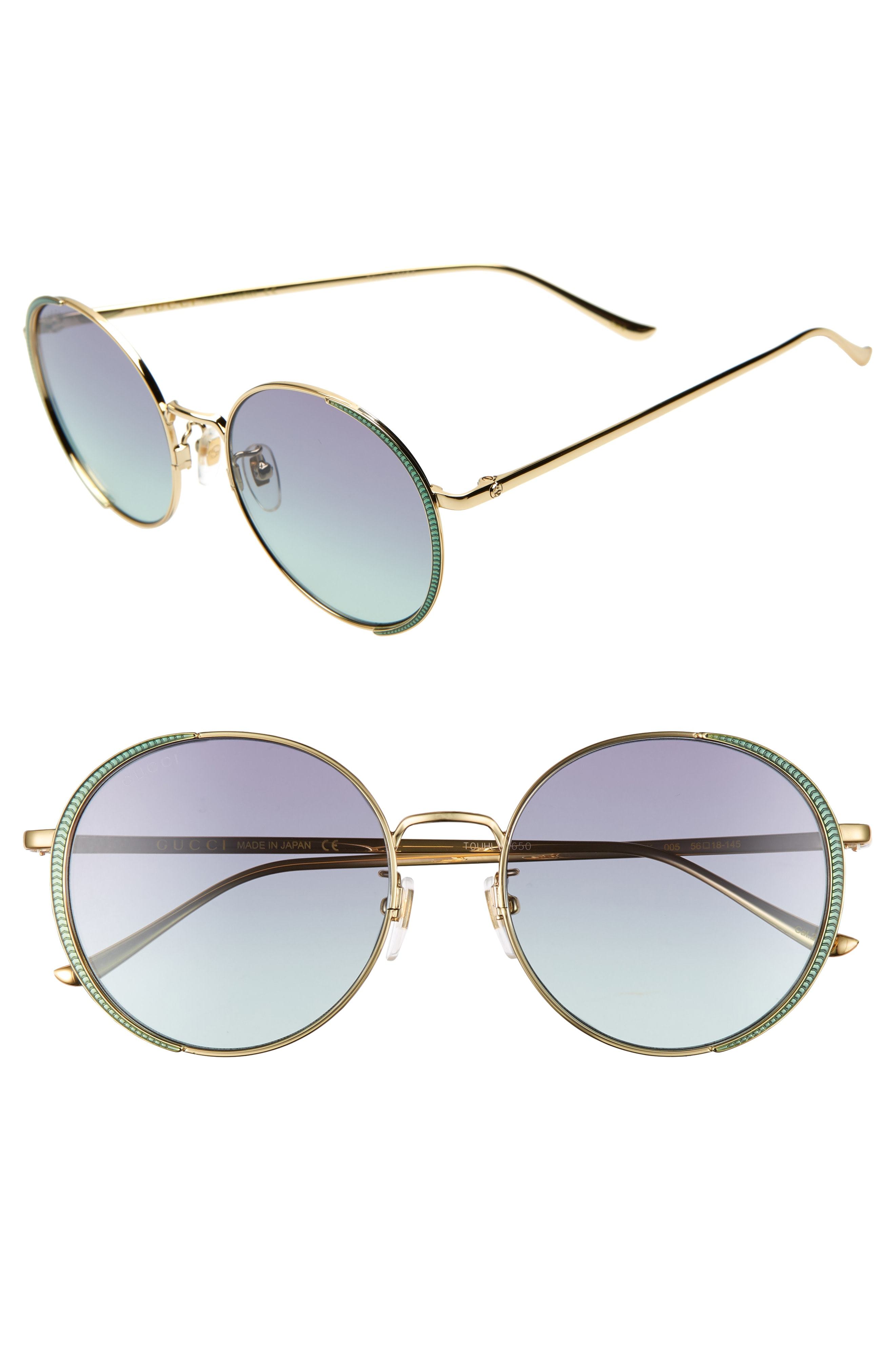 Gucci modified round hotsell 56mm sunglasses