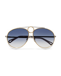 Chloé Aviator Style Gold And Silver Tone Sunglasses