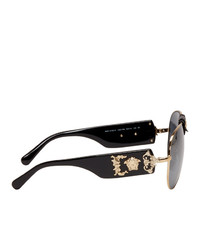 Versace Black And Gold Baroque Sunglasses