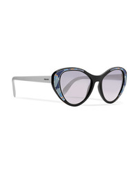 Prada Cat Eye Acetate Mirrored Sunglasses
