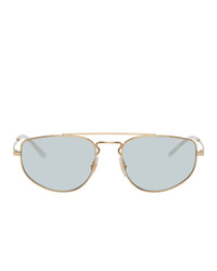 Ray-Ban Gold And Blue Metal Square Sunglasses