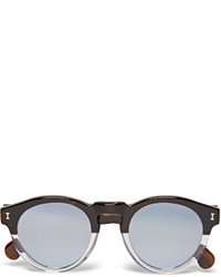 Illesteva Leonard Round Frame Two Tone Acetate Mirrored Sunglasses