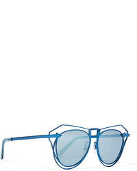 Karen Walker Marguerite Aviator Style Metal Mirrored Sunglasses Blue