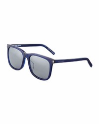 Saint Laurent Plastic Square Sunglasses Blue