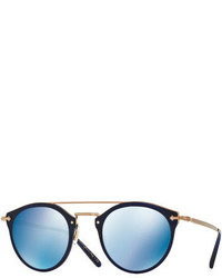 Oliver Peoples Remick Mirrored Brow Bar Sunglasses Blue