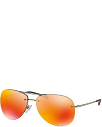Prada Rimless Metal Aviator Sunglasses