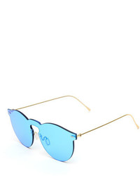 Illesteva Rimless Mirrored Iridescent Sunglasses Light Blue