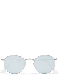 Ray-Ban Round Frame Silver Tone Mirrored Sunglasses