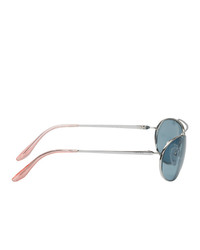Prada Silver And Blue Metal Frame Sunglasses