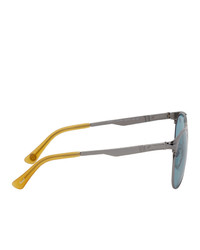 Stone Island Silver Persol Edition Pilot Frame Sunglasses