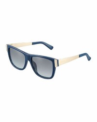 Gucci Square Havana Plastic Sunglasses Blue