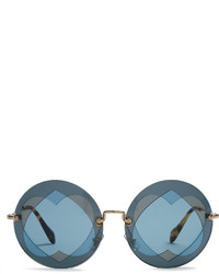 Miu Miu Two Heart Overlay Round Frame Sunglasses