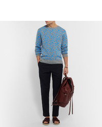 Dries Van Noten Jesper Slim Fit Leopard Intarsia Cashmere And Wool Blend Sweater