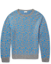 Dries Van Noten Jesper Slim Fit Leopard Intarsia Cashmere And Wool Blend Sweater