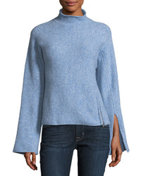 Derek Lam 10 Crosby Mock Neck Wool Blend Long Sleeve Sweater