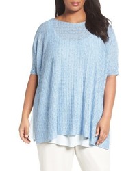 Eileen Fisher Plus Size Lightweight Linen Side Slit Sweater