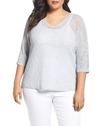 Nic+Zoe Plus Size Sunkissed Sheer Linen Blend Pullover