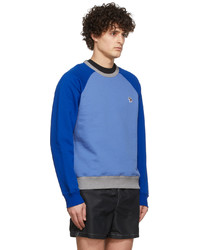 Ps By Paul Smith Blue Color Block Raglan Sweatshirt