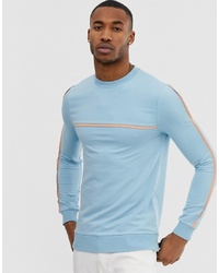 ASOS DESIGN Muscle Sweatshirt With Piping In Blue