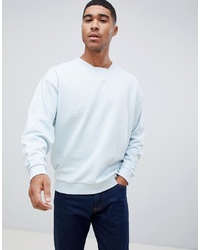 ASOS DESIGN Oversized Sweatshirt With Cut Out Neck Detail In Blue