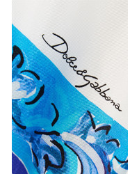 Dolce & Gabbana Printed Silk Satin And Knitted Silk Sweatshirt Blue